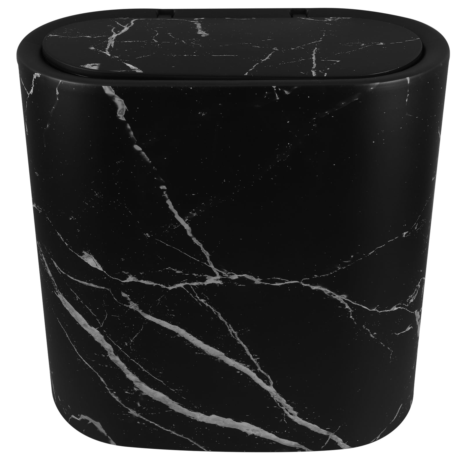 Slim Marble Trash Can With Lid Plastic Trash Can Bathroom Wastebasket ...