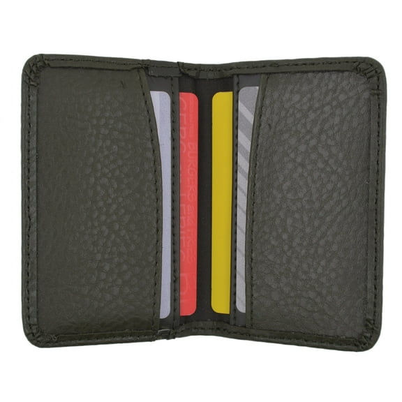 Slim Men's Genuine Leather Small Credit Card Holder Green Tan