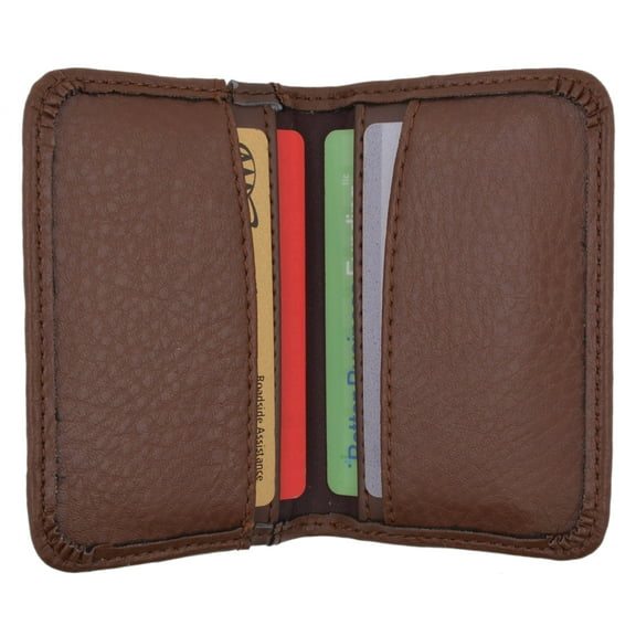 Slim Men's Genuine Leather Small Credit Card Holder Green Tan