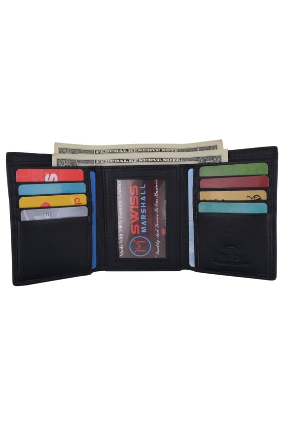 Slim Men's RFID Security Blocking Slim Trifold Credit Card ID Leather Wallet