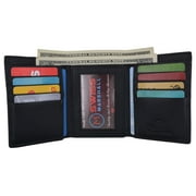 Slim Mens RFID Security Blocking Slim Trifold Credit Card ID Leather Wallet