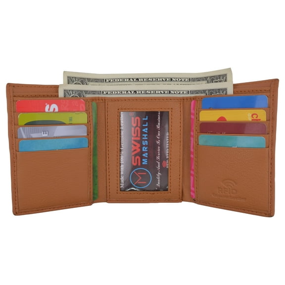 Slim Men's RFID Security Blocking Slim Trifold Credit Card ID Leather Wallet