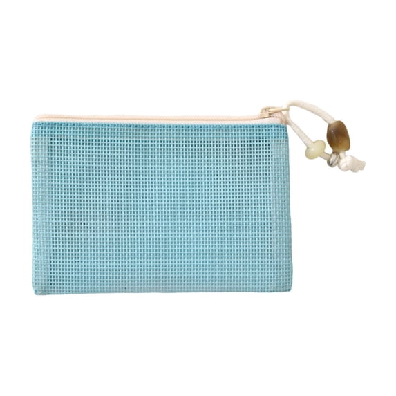 Slim Mesh Makeup Bag Organizer, Large Capacity Travel Make up Pouch Cosmetic Bag for Women, Skincare Pouch, Portable Travel Toiletry Bag Daily Essential Storage Bag (Blue, 6''x4'')