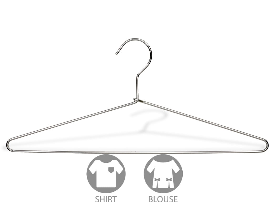 Slim Metal Suit Hanger with Fixed Bar and Chrome Finish, Box of 25 Strong Steel Hangers with Fixed Hook and Pant Bar by International Hanger