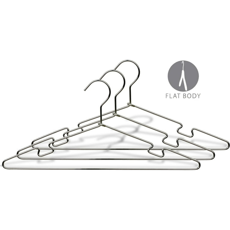 The Great American Hanger Company Wooden Suit Hangers White Chrome Finish Box of 100