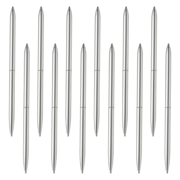 Slim Metallic Ballpoint Pen, 12Pcs Writing Pens, Silver