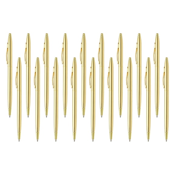 Slim Metallic Ballpoint Pen, 18Pcs Writing Pens with Clips Style 2, Golden