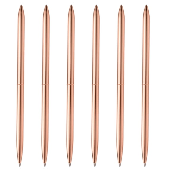 Slim Metallic Ballpoint Pen, 6Pcs Writing Pens, Rose Gold