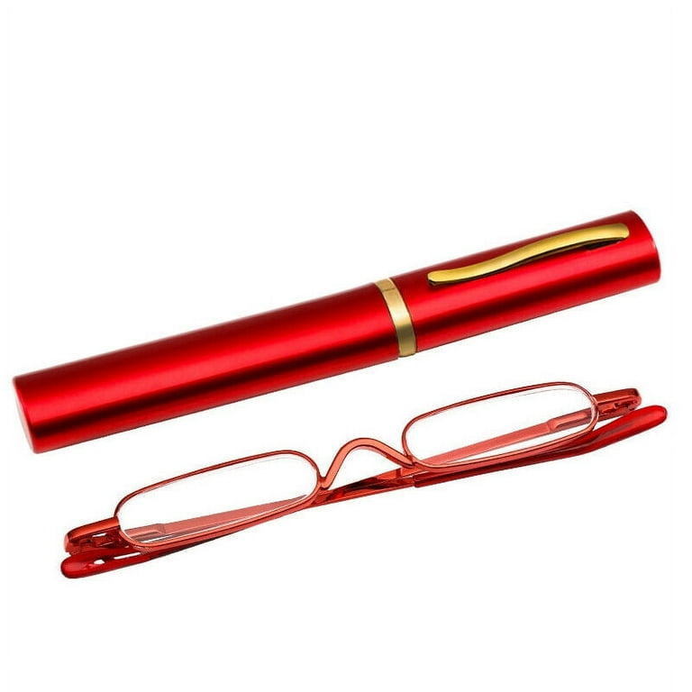 Slim Mini Reading Glasses Pocket Retro Metal Readers with Case