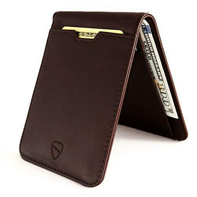 Slim Minimalist Bifold Wallet. Credit Card Holder with RFID Blocking. Ideal  for Front Pocket - Vaultskin MANHATTAN (Brown) 