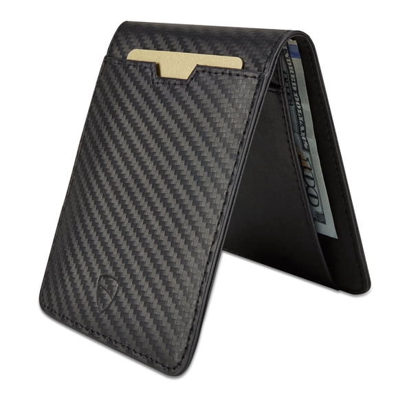 Vaultskin Manhattan Slim RFID-Blocking Leather Bifold Wallet, Carbon Black