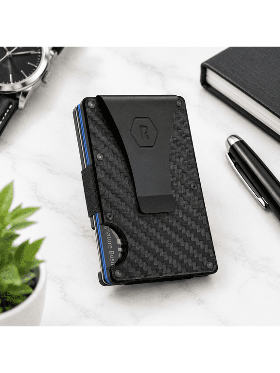 Slim Minimalist Carbon Fiber 3K Hex Ridge Front Pocket Wallet with RFID Protection and Money Clip