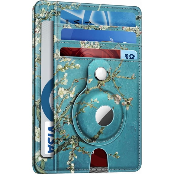 Slim Minimalist Front Pocket Wallet with Built-in Case Holder, RFID Blocking Credit Card Holder with ID Window Wallet Case Cases for Men Women, Blossom