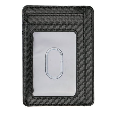 Leather Thin Slim Wallet Minimalist Front Pocket Wallets RFID Blocking Credit Card Holder with ID Window for Men Women