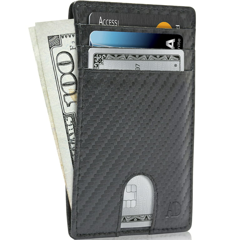 Men Genuine Leather Money Clip Credit Card Case Holder Slim Wallet Front  Pocket