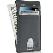 Slim Minimalist Front Pocket Wallets For Men & Women - Genuine Leather Credit Card Holder W/ Thumbhole RFID Wallet With Gift Box