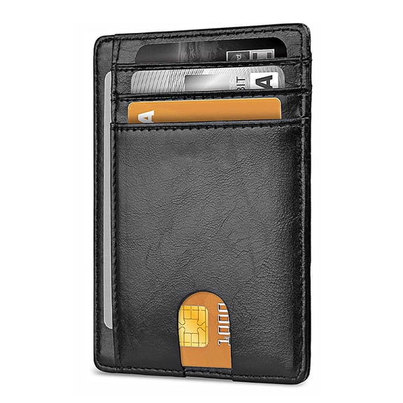 Slim Minimalist Leather Wallet for Men & Women, RFID Blocking Medium Size Front Pocket Card Holder
