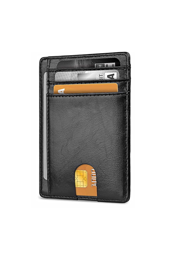 Slim Minimalist Leather Wallet for Men & Women, RFID Blocking Medium Size Front Pocket Card Holder