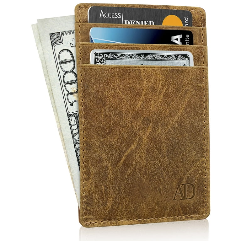 Minimalist Slim Wallet, Front Pocket Rfid Blocking Leather Credit