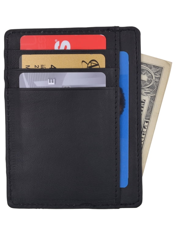 Slim Minimalist Wallets For Men Women - Leather Front Pocket Thin Mens Wallet RFID Credit Card Holder Gifts For Men