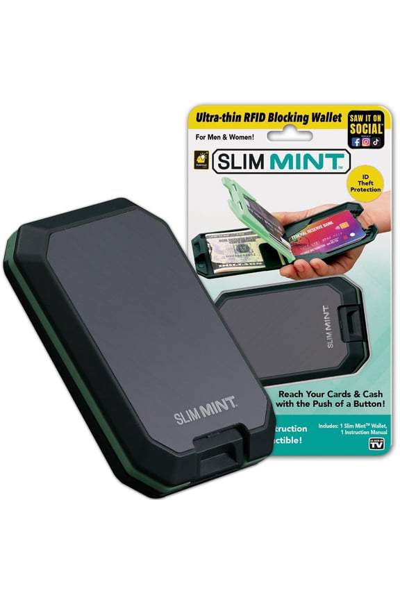 Ultra-Thin RFID-Blocking Wallet, AS-SEEN-ON-TV, ID Theft Protection, Easy to Carry, Reach Cards & Cash with a Touch of a Button, Aluminum Outer Shell, Crush-Resistant