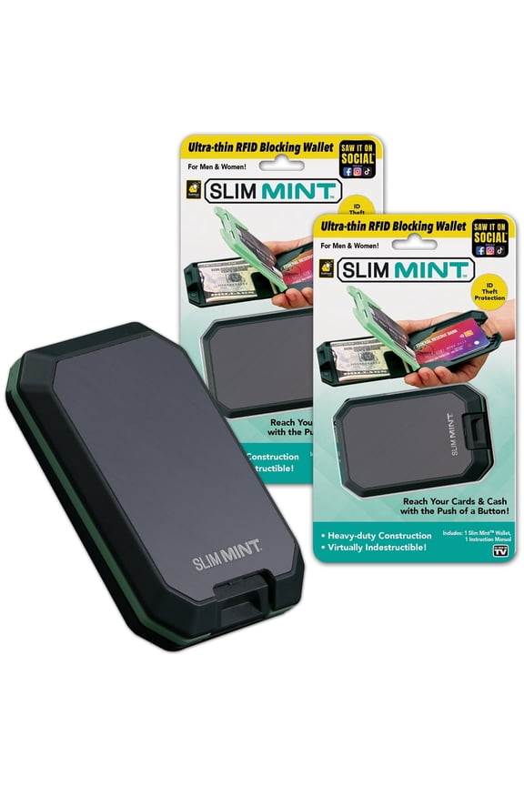 Slim Mint Wallet 2 Pack, Ultra-Thin RFID-Blocking, AS-SEEN-ON-TV, ID Theft
