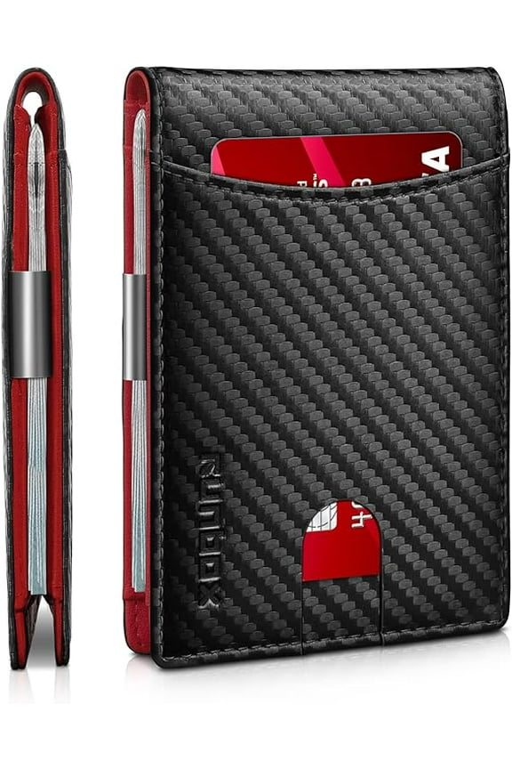 Slim Money Clip Wallets for Men RFID Blocking 11 Card Holder Minimalist Small Leather Bifold Men's Front Pocket Wallet Gift Box