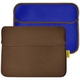 thumbnail image 1 of Slim Neoprene Laptop Sleeve & Tablet Bag, Premium 10.6 Inch Reversible Water Resistant Shockproof Sleeve Case Bag Pouch with Accessory Pocket for Tablets, Netbook, eBook - Chocolate Brown/Teal Blue, 1 of 5