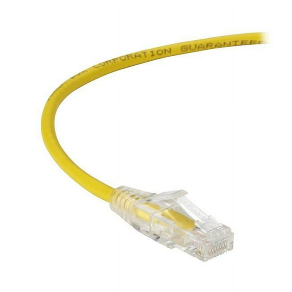 Slim-Net CAT6 250-MHz 28-AWG Ethernet Patch Cable with Unshielded, PVC & Snagless Boot & RJ-45, Yellow - 12 ft.