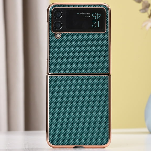 Slim Nylon Case for Samsung Z Flip 4 6.7 Inch, Gliter Electroplated Lightweight Folding Phone Case, Rugged Shockproof Drop Resistant Anti-Slip Anti-Scratches Cover for Samsung Galaxy Z Flip 4,Green