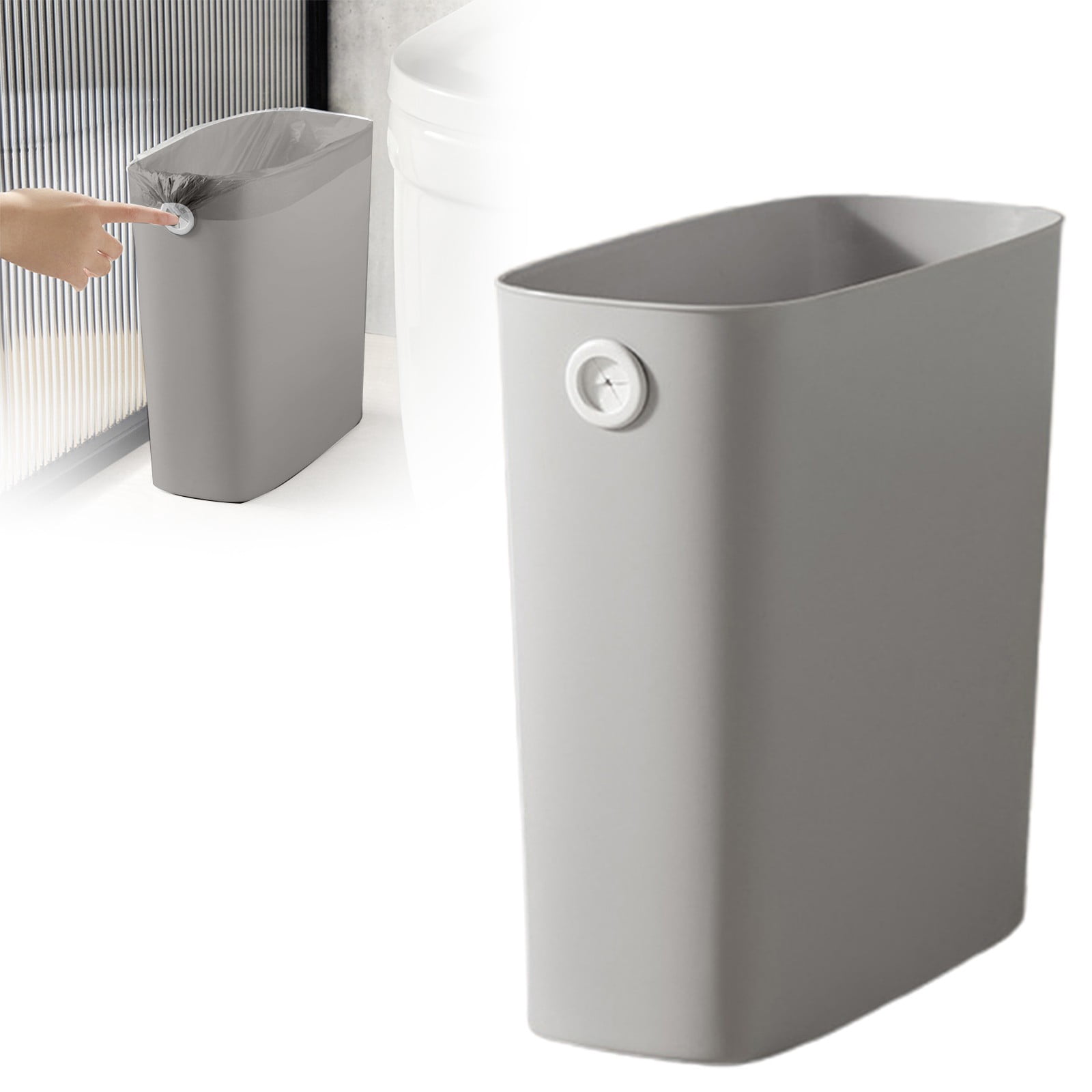 Slim Open Top Plastic Bathroom Trash Can, Small Wastebasket for Bedroom ...