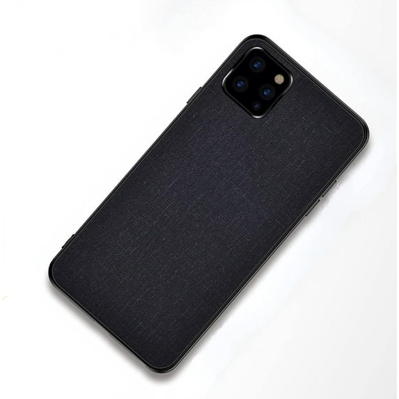 Slim PU Canvas + TPU Personalized Phone Case for iPhone 13 Pro Max 12 11 X XR XS 7 8 Plus, Lens Protection Shockproof Back Cover(Black,12 Pro)