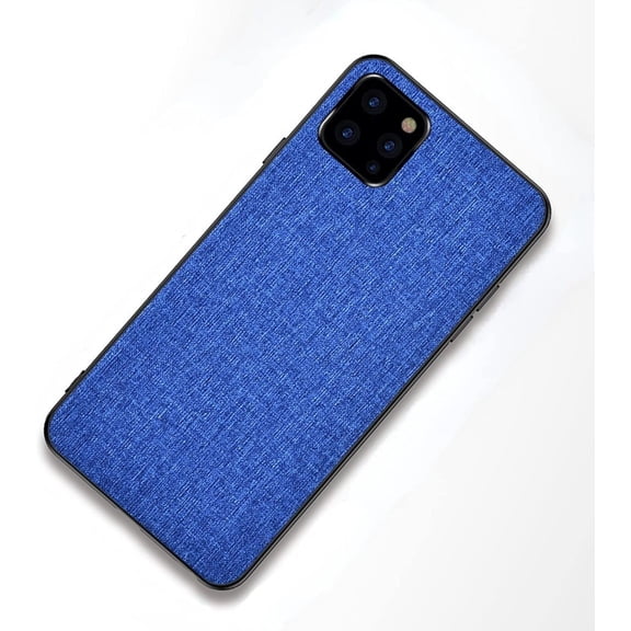 Slim PU Canvas + TPU Personalized Phone Case for iPhone 13 Pro Max 12 11 X XR XS 7 8 Plus, Lens Protection Shockproof Back Cover(Blue,11 Pro Max)
