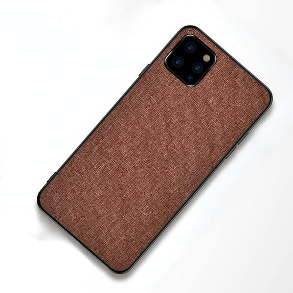 Slim PU Canvas + TPU Personalized Phone Case for iPhone 13 Pro Max 12 11 X XR XS 7 8 Plus, Lens Protection Shockproof Back Cover(Brown,12)
