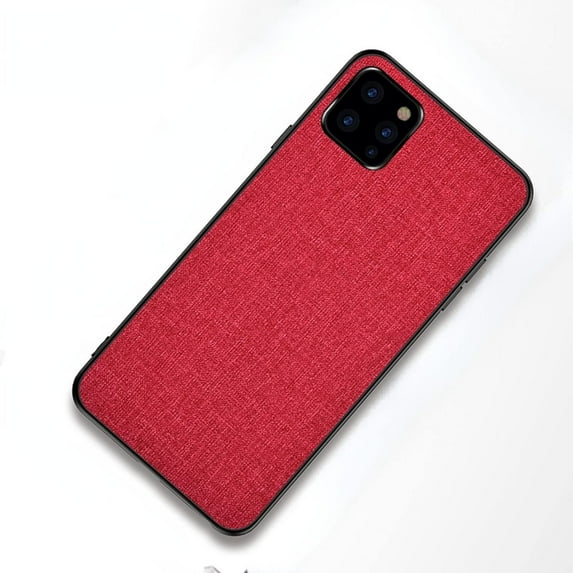 Slim PU Canvas + TPU Personalized Phone Case for iPhone 13 Pro Max 12 11 X XR XS 7 8 Plus, Lens Protection Shockproof Back Cover(Red,13 Pro)