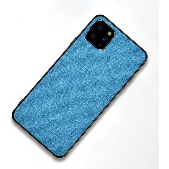 Slim PU Canvas + TPU Personalized Phone Case for iPhone 13 Pro Max 12 11 X XR XS 7 8 Plus, Lens Protection Shockproof Back Cover(Light Blue,11 Pro Max)