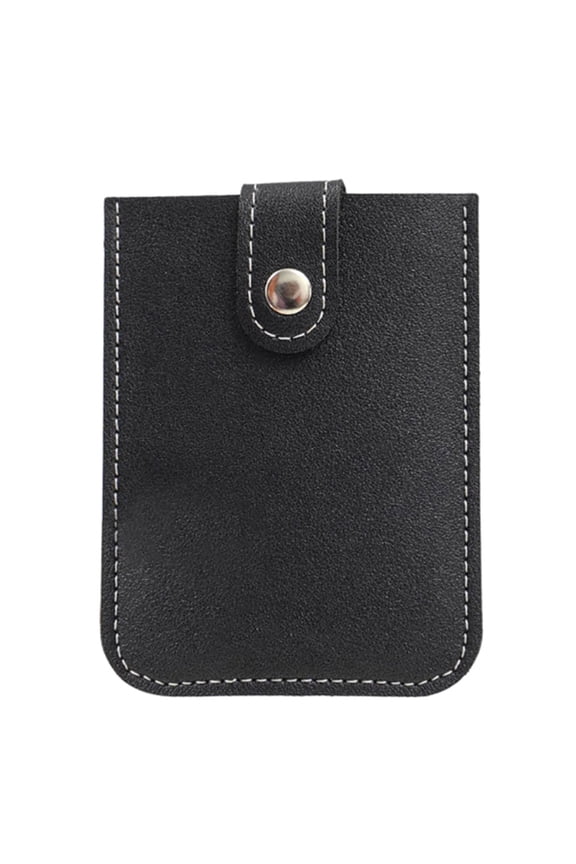 Slim PU Leather Card Holder, Black Card Wallet with Secure Button Closure, Compact Credit Card Holder for Everyday Carry, Men Women Wallet, Travel Accessories