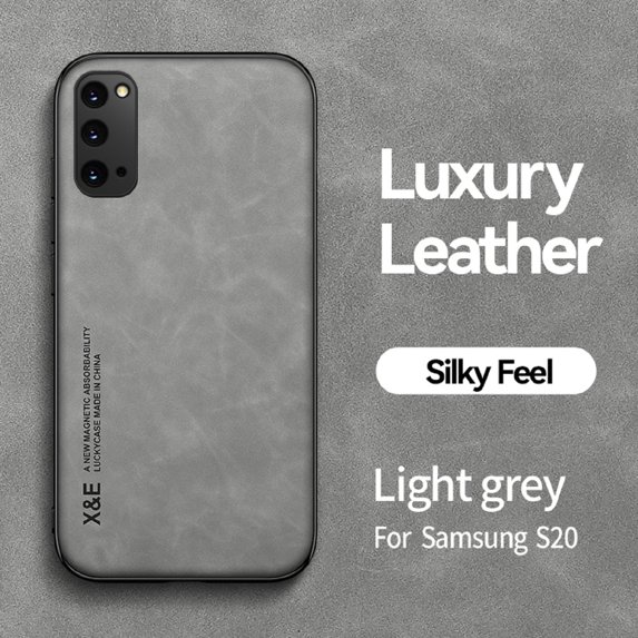 Slim PU Leather Case for Samsung Galaxy S20, Magnetic Attraction Inside Shockproof Silky Feel Protective Cover for Samsung Galaxy S20 (6.2 Inch),Lightgray