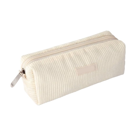 Slim Pencil Pouch, Single Compartment Vertical Ribbed Corduroy Pen Bag, Portable Stationery Organizer for Office Desk Artist Creation and Travel Storage