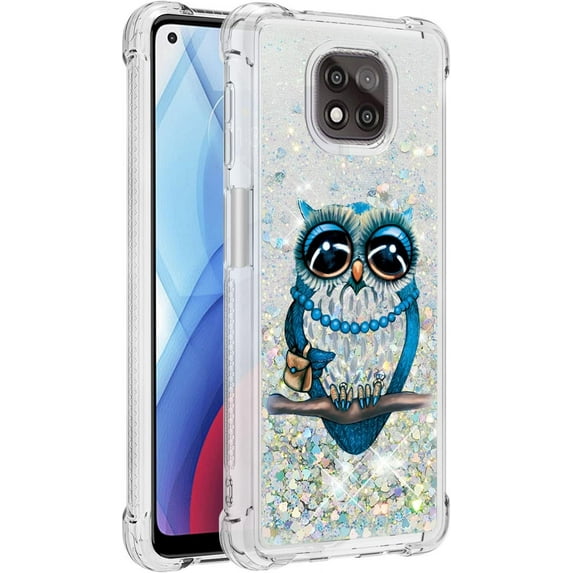 Slim Phone Case for Motorola Moto G Power 2021,Crystal Bling Quicksand Effect TPU Bumper Case with Four Corners Drop Protection Cover for Moto G Power 2021,YBDT Owl