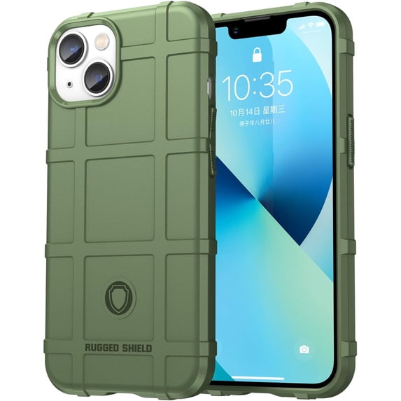 Slim Phone Case for iPhone 14 (Not fit 14 Pro),Rugged Shield Phone Case with Military Grade Shockproof Protection,Drop-Tested and Camera Lens Protection Cover for iPhone 14 (6.1), HD Green