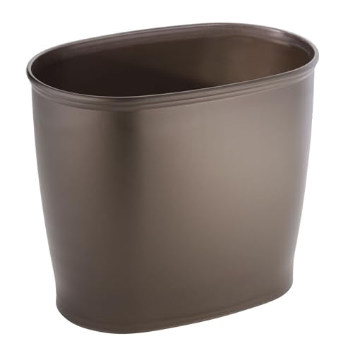 Slim Plastic Bathroom Trash Can, Small Garbage Bin for Bedroom, Office, Desk, Dorm, Bronze