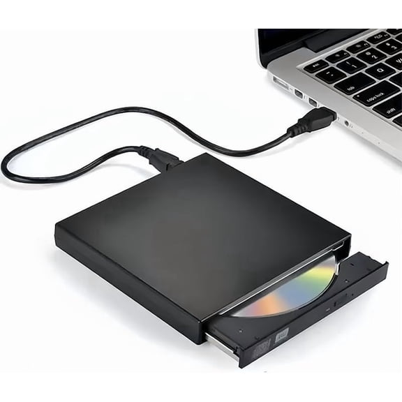 Slim Portable External CD/DVD Drive USB 3.0, CD-RW DVD-RW Burner Writer Player for Laptop PC, Mac, Compatible with Windows 11/10/8/7 (1 Pack, Black)