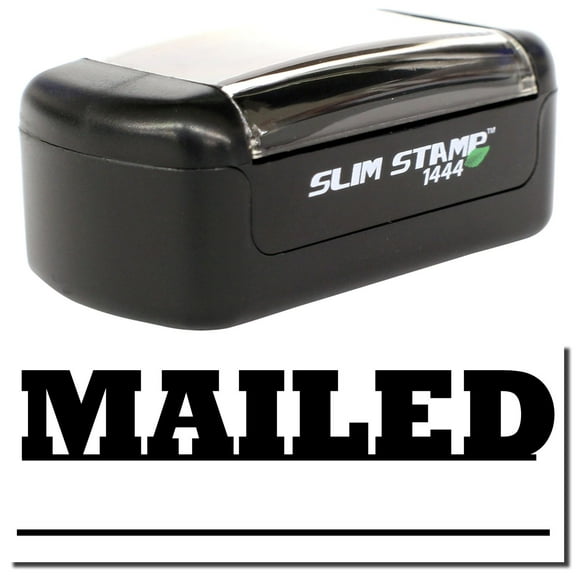 Slim Pre-Inked Mailed with Date Line Stamp, Slim 1444, Ultra Slim Design, Impression Size 1/2" by 1-3/4", Up to 25,000 Impressions - Black Ink