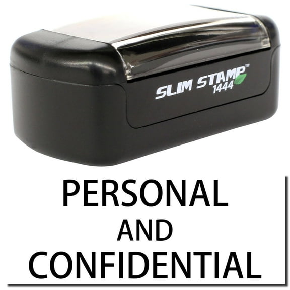 Slim Pre-Inked Personal Confidential Stamp, Slim 1444, Ultra Slim Design, Impression Size 1/2" by 1-3/4", Up to 25,000 Impressions - Black Ink