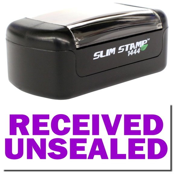 Slim Pre-Inked Received Unsealed Stamp, Slim 1444, Ultra Slim Design, Impression Size 1/2" by 1-3/4", Up to 25,000 Impressions - Purple Ink