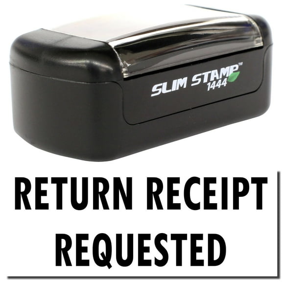 Slim Pre-Inked Return Receipt Requested Stamp, Slim 1444, Ultra Slim Design, Impression Size 1/2" by 1-3/4", Up to 25,000 Impressions - Black Ink