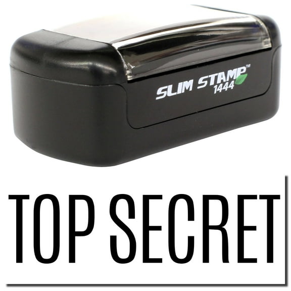 Slim Pre-Inked Top Secret Stamp, Slim 1444, Ultra Slim Design, Impression Size 1/2" by 1-3/4", Up to 25,000 Impressions - Black Ink