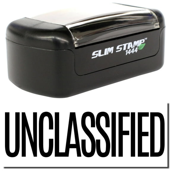 Slim Pre-Inked Unclassified Stamp, Slim 1444, Ultra Slim Design, Impression Size 1/2" by 1-3/4", Up to 25,000 Impressions - Black Ink