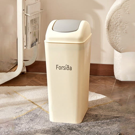 Slim Press-Top Flip Lid Trash Can with Space-Saving Narrow Design, Clamp-Style Garbage Bin for Kitchen Bathroom Dining Room Under Sink or Tight Corner Storage